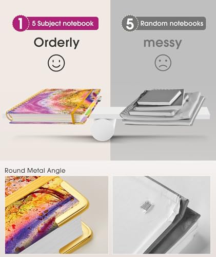 Hardcover Spiral Notebook journal with Removable Dividers Tabs, 300 Pages 5 Subject Notebook College Ruled, 100GMS Notebooks for Work School Note taking,Lined Journal for Women,Autumn Tree - color: Autumn Tree, size: 8"x10"
