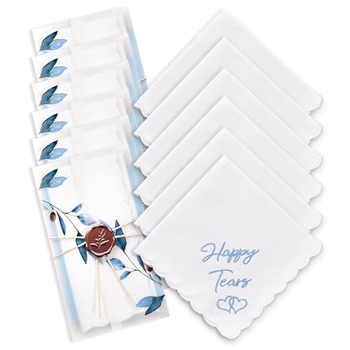 Happy Tears Wedding Handkerchief Something Blue Gift for Bride - color: Happy Tears X 6 (Blue)