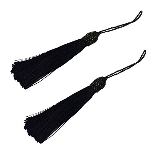 20pcs 6 Inch Silky Tassels with Chinese Knot for DIY Crafts(Black) - color: Black