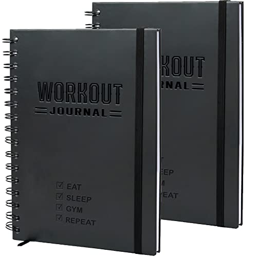 Nextnoid Hardcover Fitness Planner Workout Journal for Men & Women - A5 Sturdy Fitness Log Book to Track Gym & Home Workouts - Separately Packaged 2 Pieces - color: L.Black 2, style: Fitness