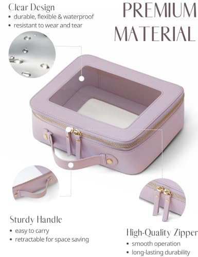 Popvibe Clear Toiletry Bag 2 Pack, Travel Makeup Bag Medium & Large Purple - color: Purple, style: Dual Elegance