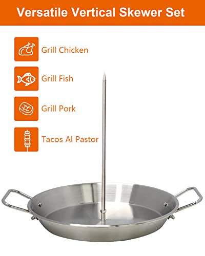 Vertical Skewer Pan Gyro Pan Spit Shawarma Pan Stand for oven with Skewer - size: With 9 " Base Pan& 2 Skewers