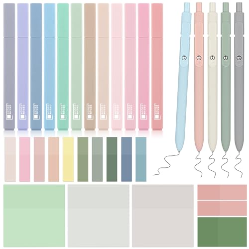 12 Pastel No Bleed Bible Highlighters & 5 Black Pens with Sticky Notes - color: Highlighters + Black Pens + Sticky Notes