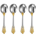 KEAWELL Gorgeous 4-Piece 18/10 Stainless Steel Soup Spoon Set (Gold Accent) - style: Gold Accent