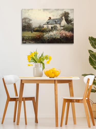 Huabsad Vintage Landscape Flower Portrait Oil Painting Canvas Wall Art Antique Cottage Outdoor Garden Spring Wall Decor Rustic Farmhouse Bedroom Aesthetic Painting Prints 12x16in Unframed - color: Oil painting03, size: 12x16in Unframed