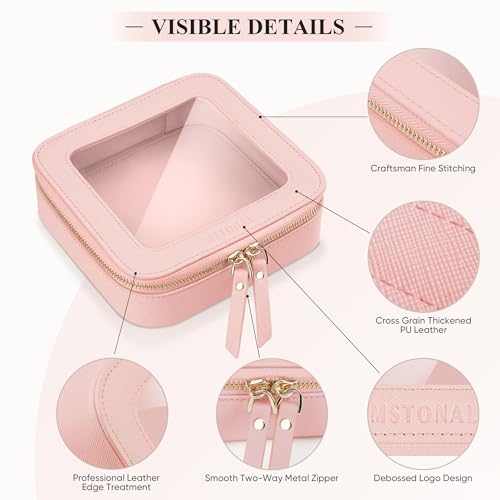 Clear Mini Makeup Bag, Cosmetic Make Up Pouch with Zipper, Pink - color: Pink, size: Mini