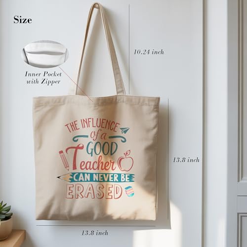Aesthetic Canvas Tote Bag, Cute Reusable Bags for Women with Inner Pocket - color: Pink