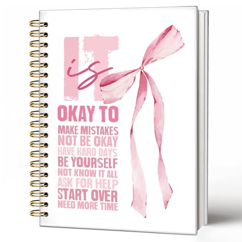 SkyCozy Coquette Pink Bow Inspirational Notebook Journal for Women - color: 01-Pink Inspirational