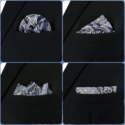 S&W SHLAX&WING Mens Pocket Square Paisley Multicolor Large for Business Wedding - color: Ah87