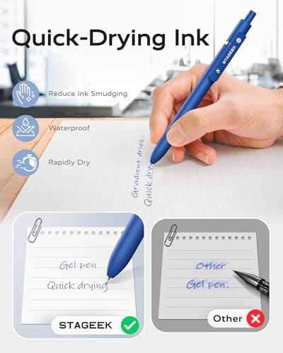 STAGEEK GX3 Blue Gel Pens, 6Pcs Quick Dry Smooth Writing Pen with 3 Refills - color: Blue