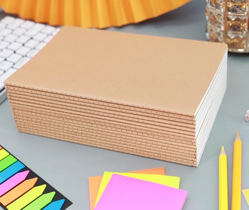 16 Pack Kraft Blank Notebooks for Writing, A5 Size 8.3 x 5.5in, 60 Pages Each, Bulk Sketchbook Journals Set for Travel Journal, Student, Kids, Writing - style: 16pack Blank pages