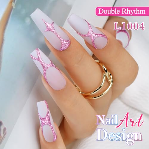 Double Rhythm 15 Ml Metallic Gel Liner Nail Art Gel Bronze Mirror Chrome Painted Drawing Stripper 3D Effect Gel Polish (Glitter Rose Gold-L1004) - color: Rose Gold
