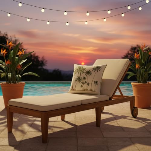 Palm Tree Embroidered Throw Pillow Covers 18x18 Pack of 2 - color: Tropical Palm Trees Green