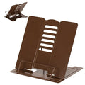 Metal Book Stand Adjustable Book Holder for Reading - color: Full Brown