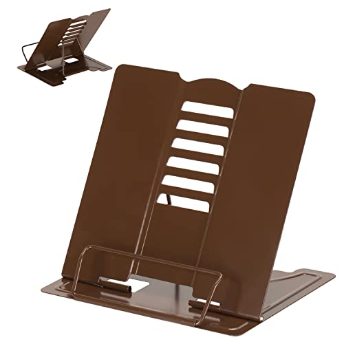 Metal Book Stand Adjustable Book Holder for Reading - color: Full Brown
