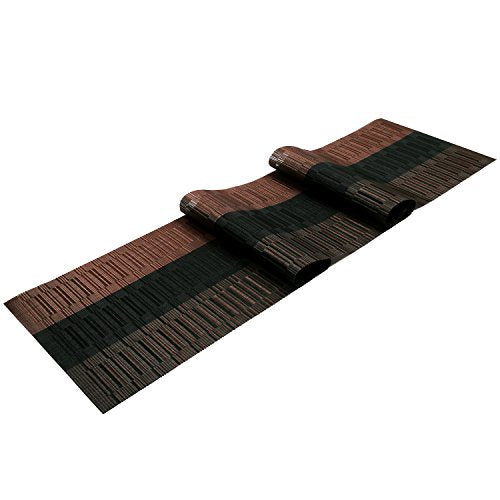 SHACOS Table Runners Woven Vinyl Table Mats 12x71 inch for Kitchen Dining Table Non Slip Washable, Ombre Coffee Black - color: Ombre Coffee Black, size: Table Runner 12 x 71 inch