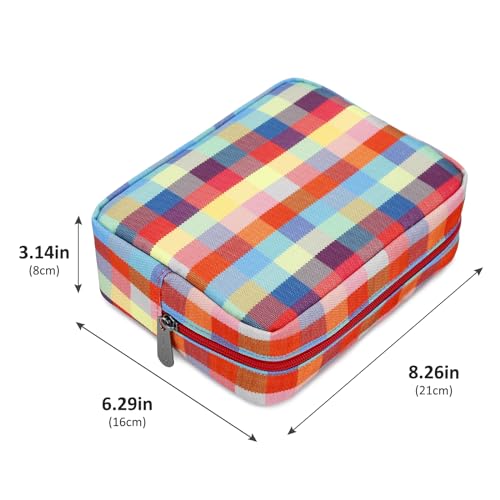 E-Tree Cute Makeup Bag,Big Travel Make up Pouch,Zipper Large Toiletry Cosmetic Brush Skin Care Case for Women Man,Tech Electronic Organizer,Small Canvas Storage for Personal Items,Colorful Checkered - color: Colorful, style: 8.2" X 3.1" X 6.3"