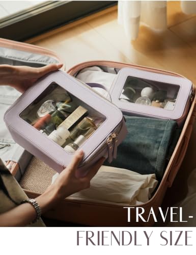 Popvibe Clear Toiletry Bag 2 Pack, Travel Makeup Bag Medium & Large Purple - color: Purple, style: Dual Elegance