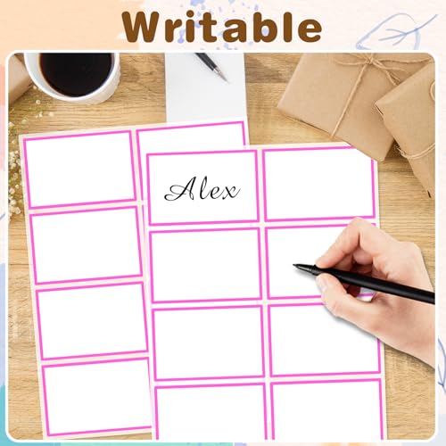 Starboling Pink Plain Name Tag Stickers, 200 Pcs 3"x2", Colorful Border, Office, School & Home - color: Pink Rectangle