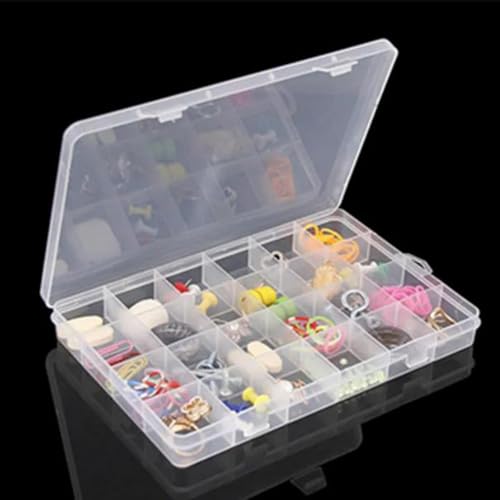 1pcs Adjustable 1-24 Grids Compartment Jewelry Box Transparent Plastic Storage Boxes Container Earring Organizer Case (Style4) - color: Style4