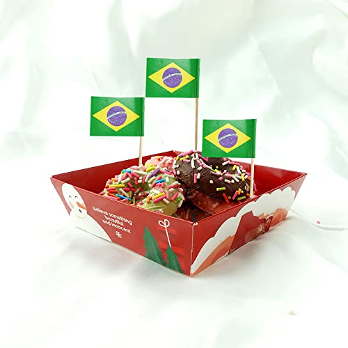 mflagperft Brazil Toothpick Flags 100 Pack, Mini Brazilian Flag Picks - color: Brazil