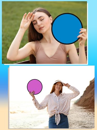 Gejoy Foldable Flying Disc Handheld Fan with Bag - color: Bright Colors