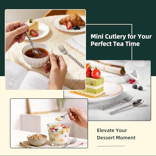 Premium Silver Mini Dessert Utensils Set - 120-Piece (60 Forks & 60 Spoons) - color: 120pcs Silver Set