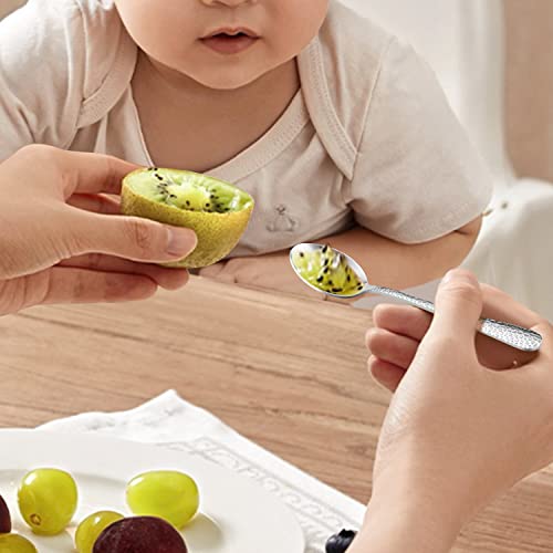 LIANYU 9PCS Kids Spoons Silverware Set, Stainless Steel Toddler Spoons - color: Silver