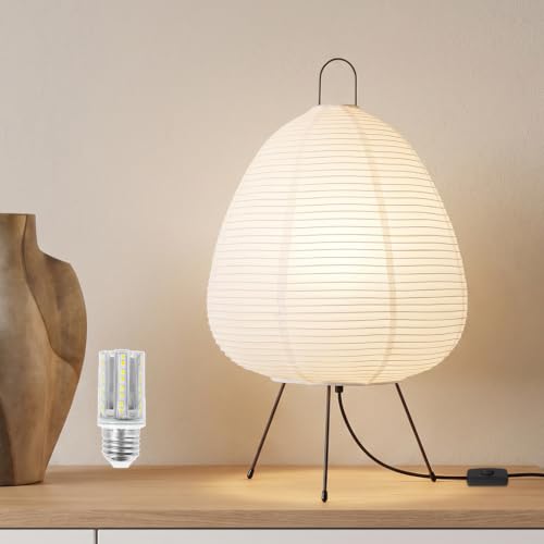 Rice Paper Lamp,Japanese Lamp,3 Color Temperature Bulb Included,12W - style: Japanese-color changing