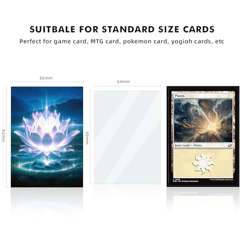 Katomula 100 MTG Card Sleeves with 100 Inner Sleeve, Textured Back Art Sleeves, Fit Standard Size Cards- Plains Lotus - color: Plains Lotus