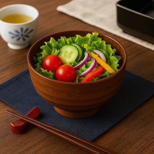Japanese Soup Bowls Made in Japan, 4-Pack – Traditional Miso & Rice Bowls, Microwave & Dishwasher Safe, BPA-Free Resin, Brown Rabbit - color: Brown Rabbit