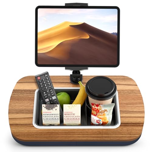 ERGONOV Tablet Pillow Stand for Lap, Adjustable iPad Holder with Snack Bowl - color: Muted gray