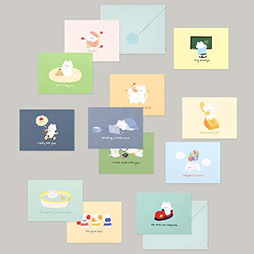 Monolike Day-by-day Card, Gureum's Daily Life ver.1 - Mix 36 Mini Single cards, 36 envelopes, 36 stickers Package - color: Gureum's daily life ver.1