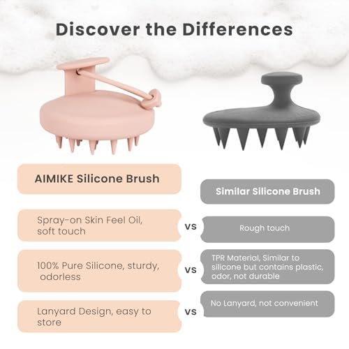 AIMIKE Scalp Massager Shampoo Brush, Soft Silicone Hair Scrubber - color: Morandi - Pink