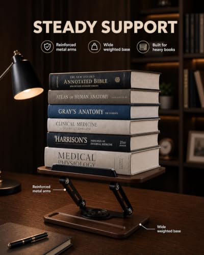 Adjustable Book Stand, Book Holders for Reading Hands Free