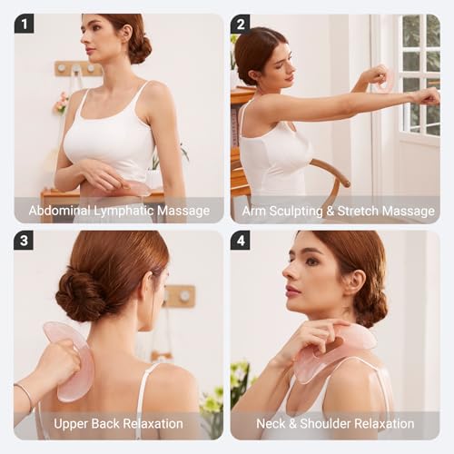 Large Body Gua Sha Tool for Lymphatic Drainage,Cellulite, Sculpting and Sore Muscles,Grip-Friendly with Smooth Resin & Ergonomic Design for Jawline, Neck,Thighs and Stomach Pink Resin Prop 65 Tested - color: Rose Pink