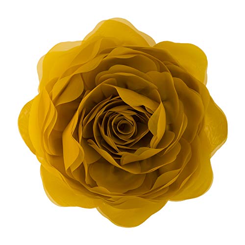 JWH Stereo Flower Throw Pillow Covers Aesthetic Decorative Floral Accent Pillow Cases Round Cushion Handmade Pillowcase for Bedroom Bed Couch Living Room 12 Inch Mustard Brown - color: Brown, size: 12" x 12" (Pack of 1)