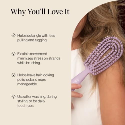 Kitsch Flexi Flow Duo Detangler Brush, Hair Brushes For Women- Soft Violet - color: Soft Violet, size: 2 Pcs