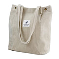 Corduroy Tote Bag Cute Tote Bags for Women Shoulder Bag with Inner Pocket for Work Beach Travel and Shopping Grocery - style: Beige