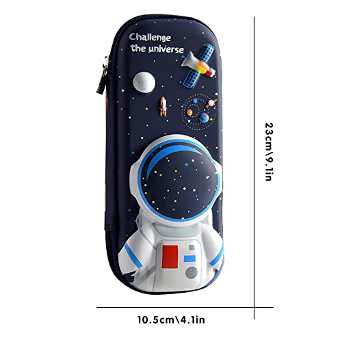 3D Astronaut Pencil Case for Kids Boys, Waterproof Pencil Box with Compartments Pen Pouch (Dark Blue) - color: Astronaut