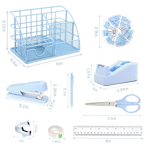 Scindaly Office Desk Accessories 11-Piece & Desk Organizers and Accessories - color: Blue