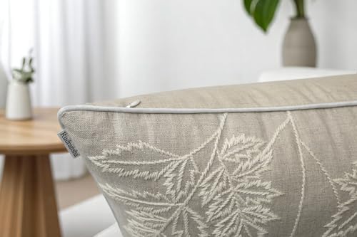 Rudransha Hand Embroidered Wildflower 18x18 Pillow Cover, Natural - color: Blooming-natural, size: 18" x 18" (Pack of 1)