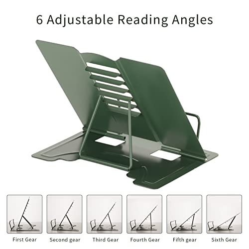 Metal Book Stand Adjustable Book Holder for Reading - color: Full Green
