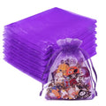 Crweety 50Pcs Organza Bags 3x4, Purple Small Mesh Gift Bags Drawstring Bulk - color: Purple