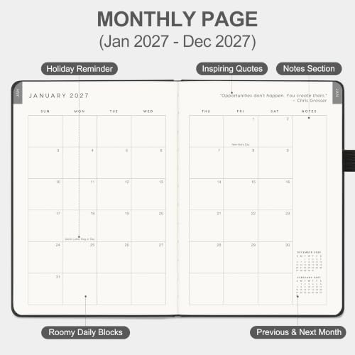 &And Per Se 2027 Planner, 12-Month Monthly & Weekly, 2027 Calendar Planner with 100gsm Paper, B5 Hardcover Faux Leather, 7.5" x 10" (Black) - color: Black, size: 7.5" x 10"(Jan 2027-Dec 2027)