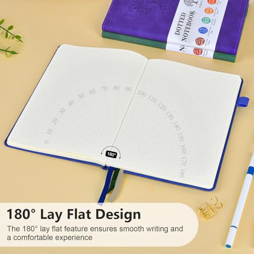 Dotted Journal 5.9"×8.5", 160 Pages Dot Grid Notebook, Bullet Journaling - color: Dark Blue, size: Dotted Page