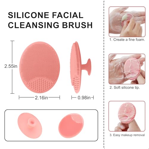 Silicone Face Scrubber-Soft Facial Cleansing Brush for Skincare Routine,Exfoliating Pad & Scalp Scrubber for Home Spa - color: Pink, size: 1-pack