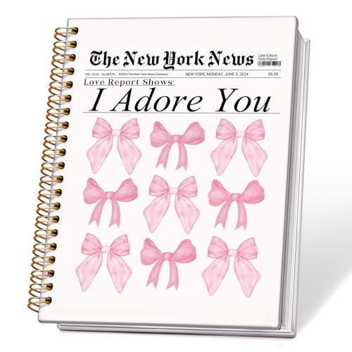 Coquette Pink Bow Notebook, Girly Preppy Notebooks for Note Taking, Preppy Bow Journal, Pink Aesthetic Journals for Writing, Coquette Girly Office Supplies, 5.5x8.3 Inch - color: 05-Bible(03)