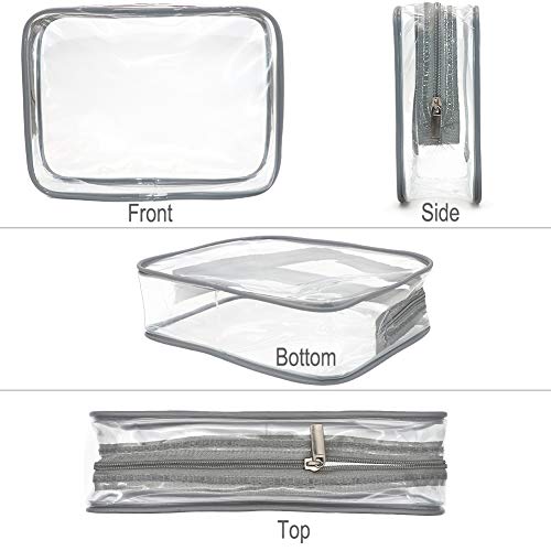 APREUTY 6 Packs Clear Makeup Bags, TSA Approved Toiletry Bags Set, Gray - color: Gray-6PCS (Large+Medium+Small)
