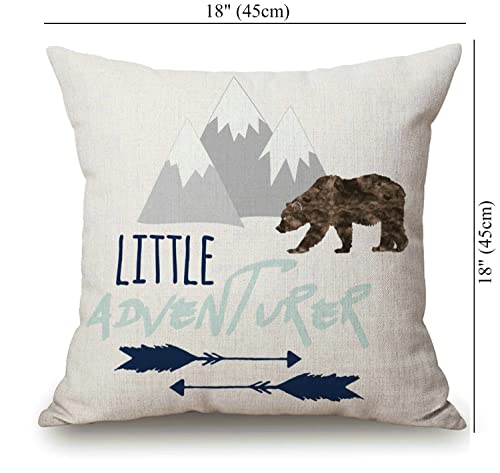 Solekla Throw Pillow Cover Baby Little Adventurer in Navy Grey and Aqua Boy Decorative Pillow Case Home Decor Square 18x18 Inches Pillowcase - color: Sl213